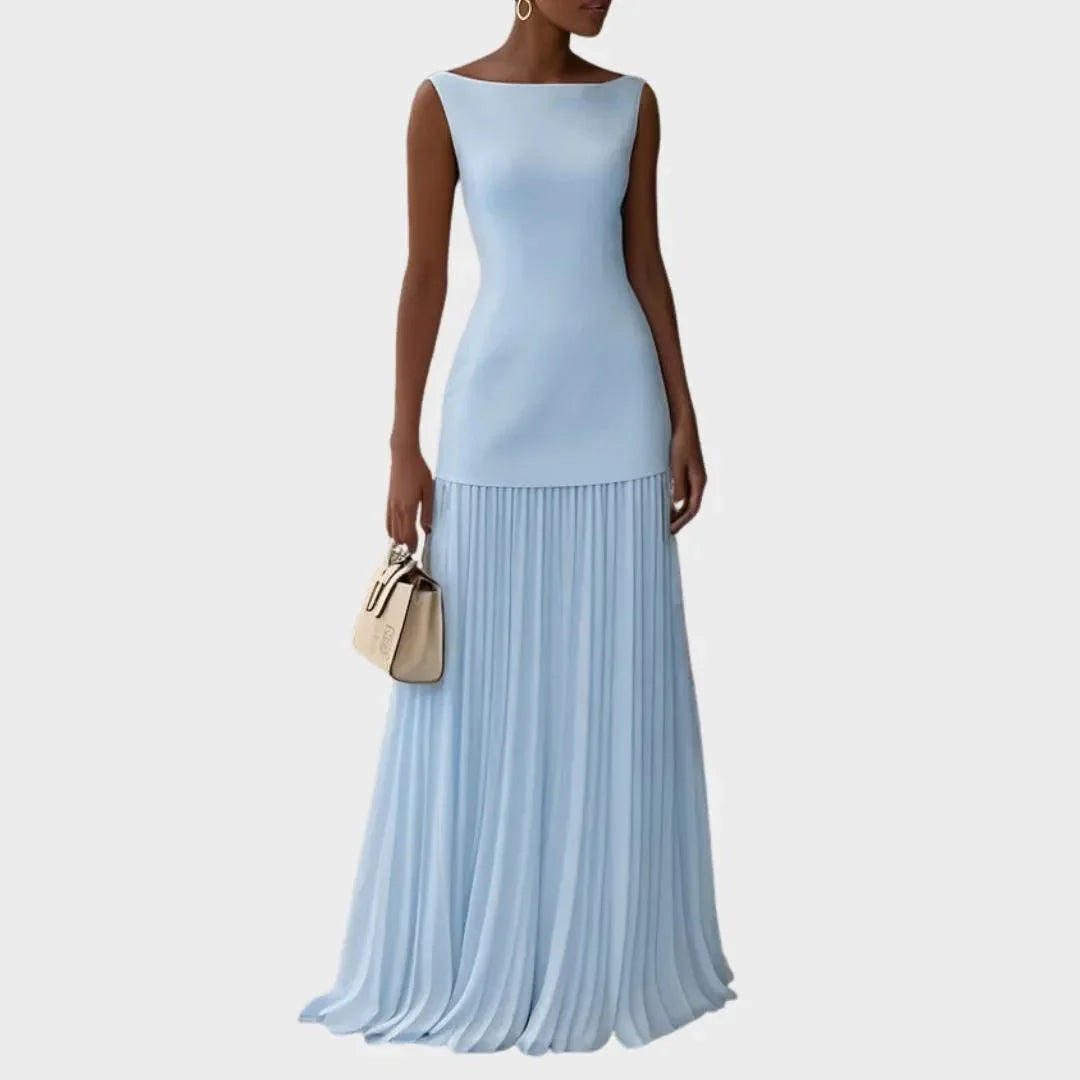 Sharon | Chic Pleated Fall Wedding Guest Maxi Dress