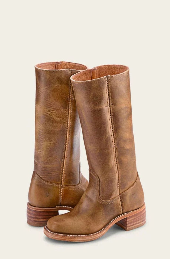 Sharon | Classic Mid-Calf Pull-On Cowboy Boots Stacked Heel