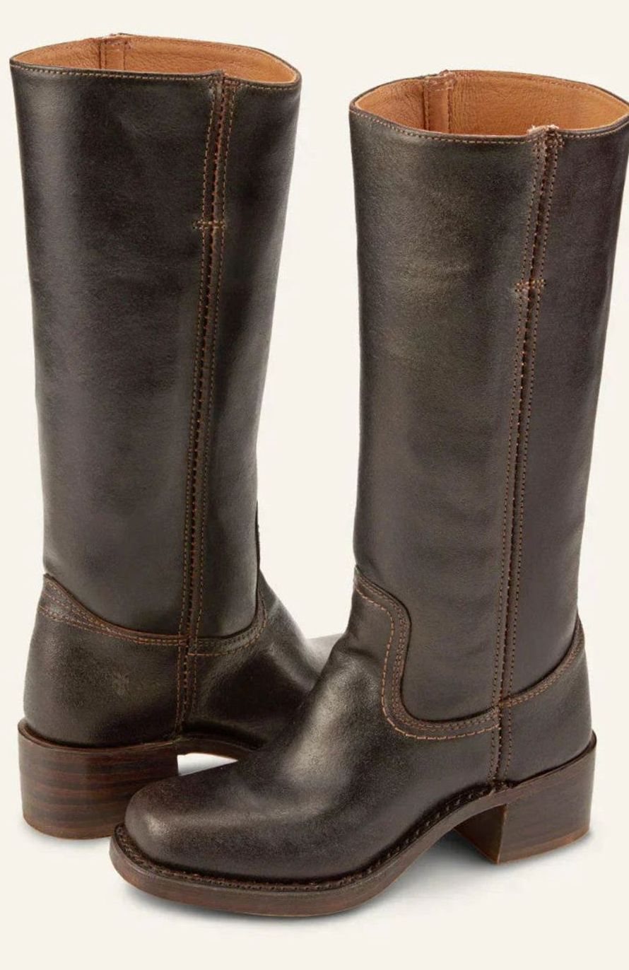 Sharon | Classic Mid-Calf Pull-On Cowboy Boots Stacked Heel