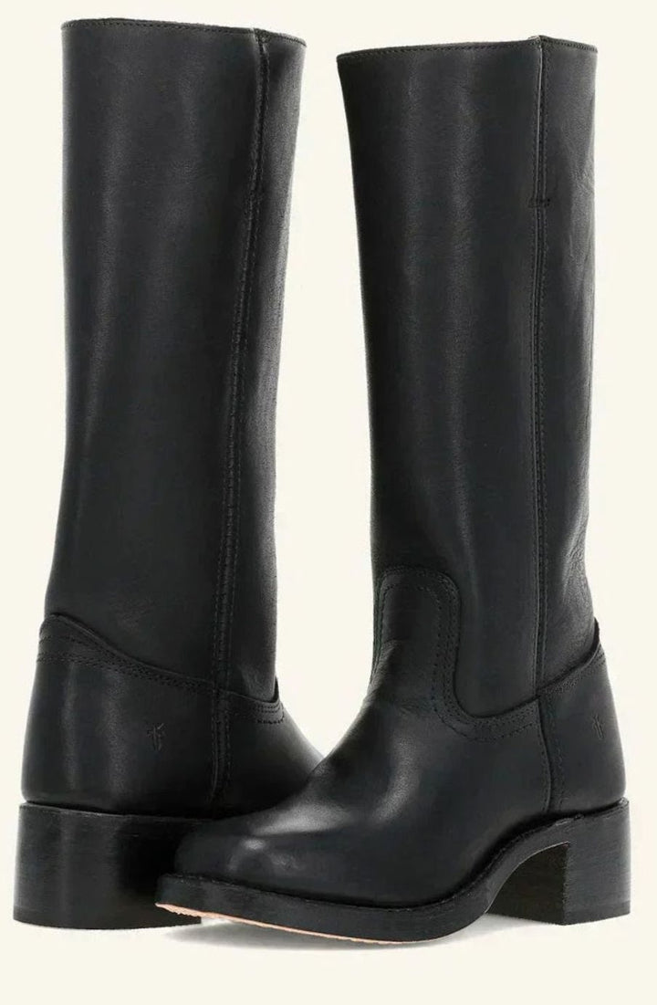 Sharon | Classic Mid-Calf Pull-On Cowboy Boots Stacked Heel