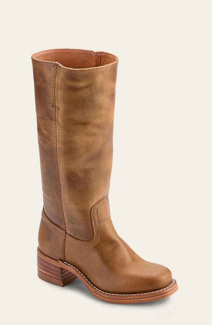 Sharon | Classic Mid-Calf Pull-On Cowboy Boots Stacked Heel