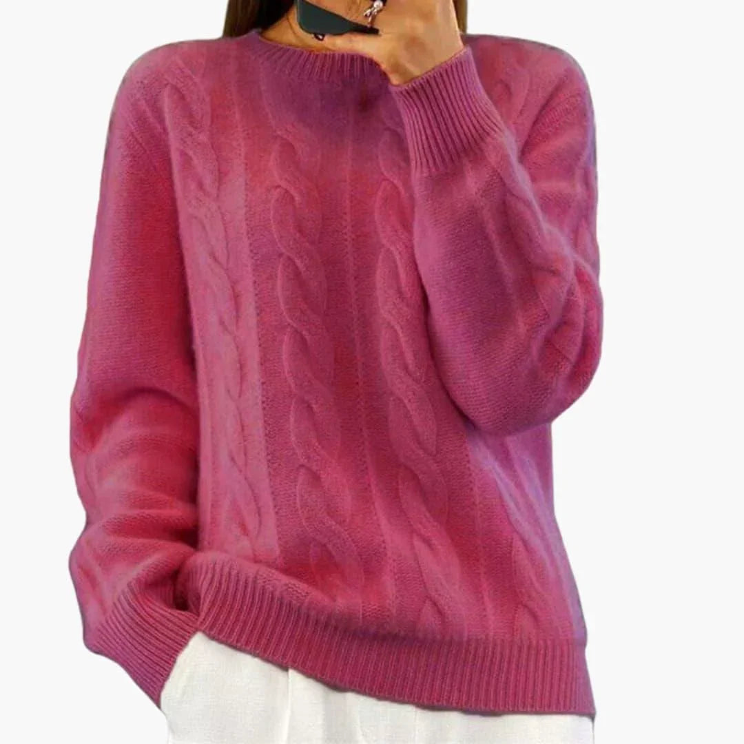 Sharon | Relaxed Womens Chunky Cable Knit Pullover Sweater