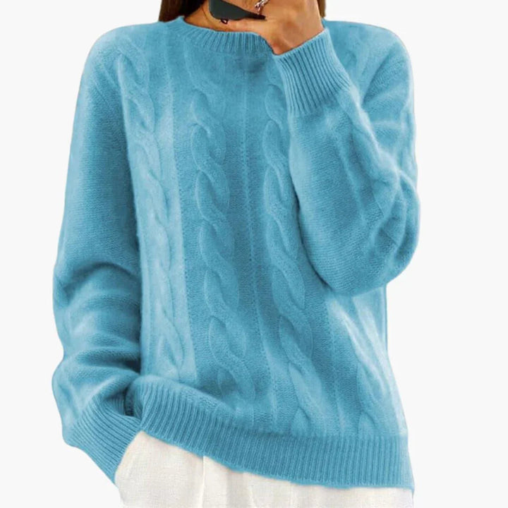 Sharon | Relaxed Womens Chunky Cable Knit Pullover Sweater