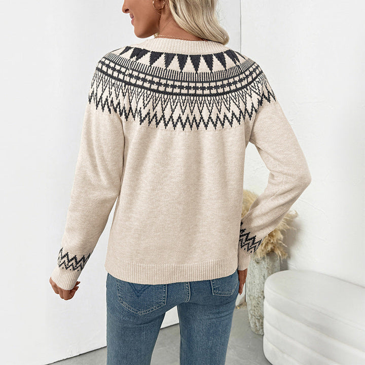 Sharon | Stylish Fair Isle Sweater with Jacquard Yoke