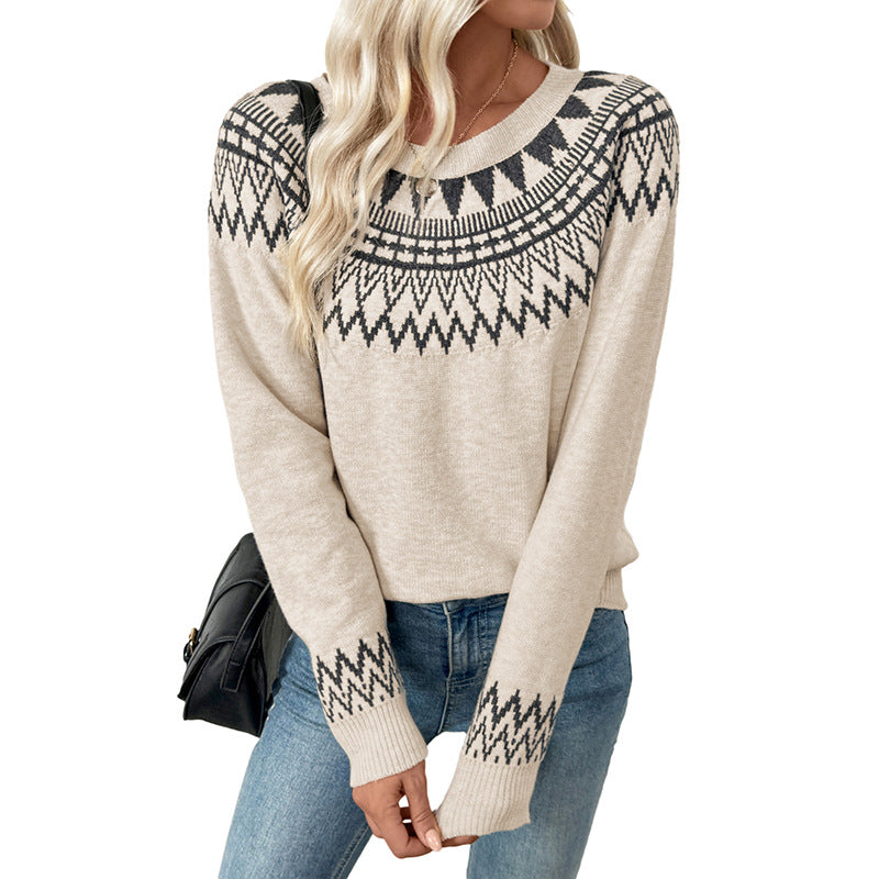 Sharon | Stylish Fair Isle Sweater with Jacquard Yoke