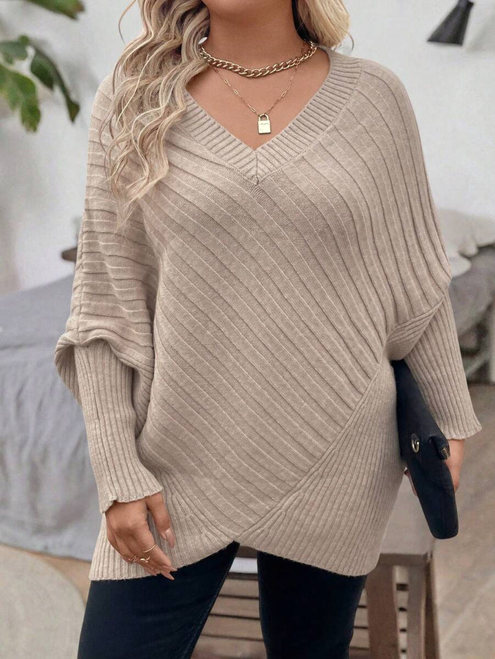 Sharon | Stylish V-Neck Oversized Sweater with Batwing Sleeves