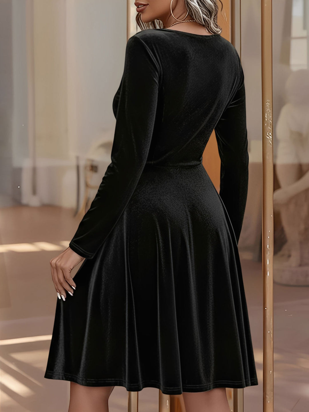 Shirley | Chic Flared A Line Fall Wedding Guest Mini Dress