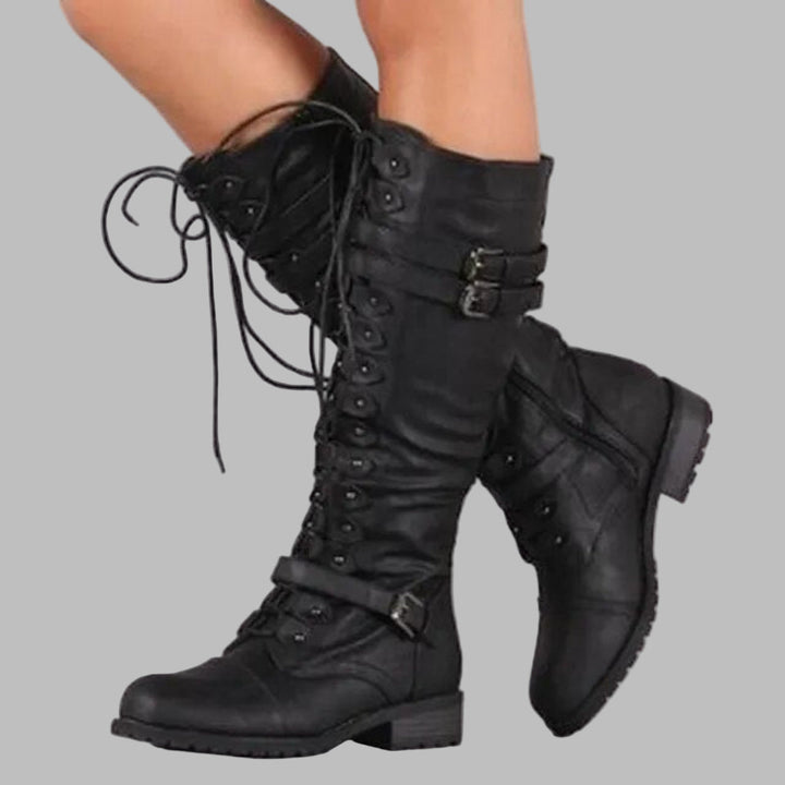 Shirley | Classic Lace-Up Knee High Combat Boots