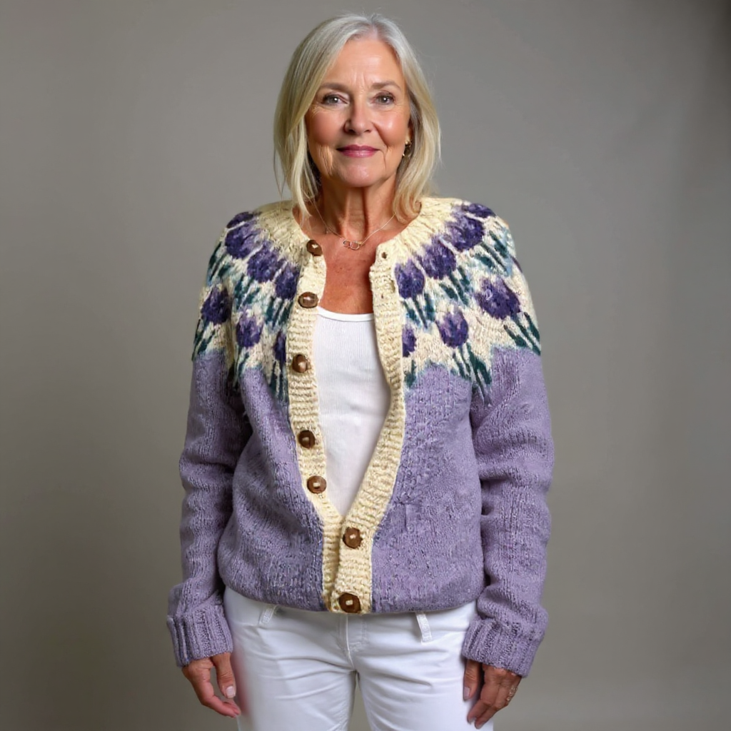 Shirley | Polished Button Front Fair Isle Cardigan Womens