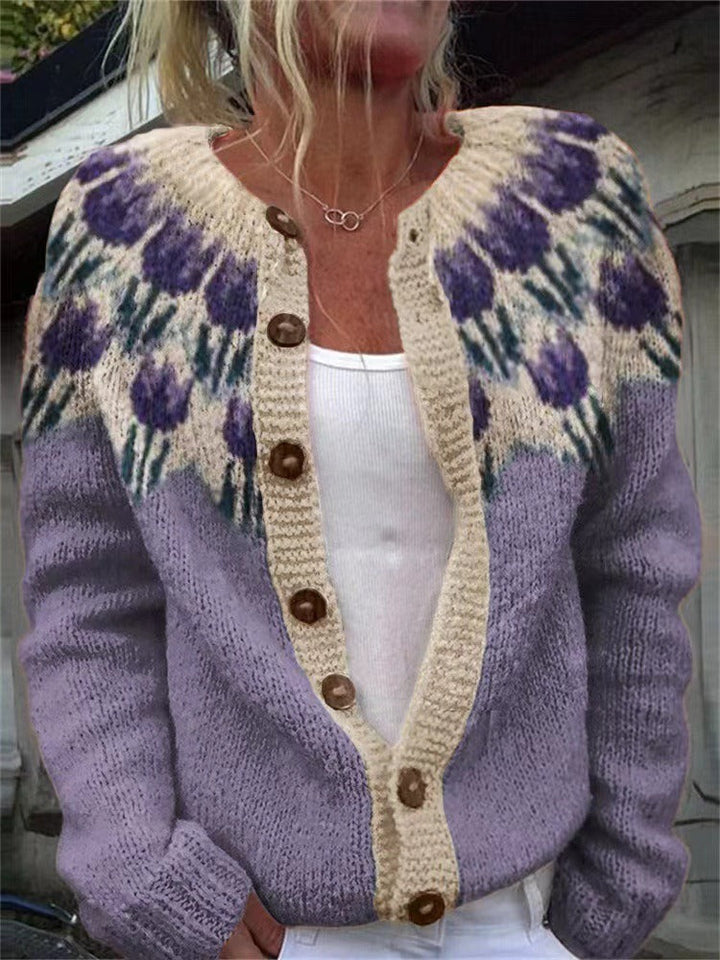 Shirley | Polished Button Front Fair Isle Cardigan Womens