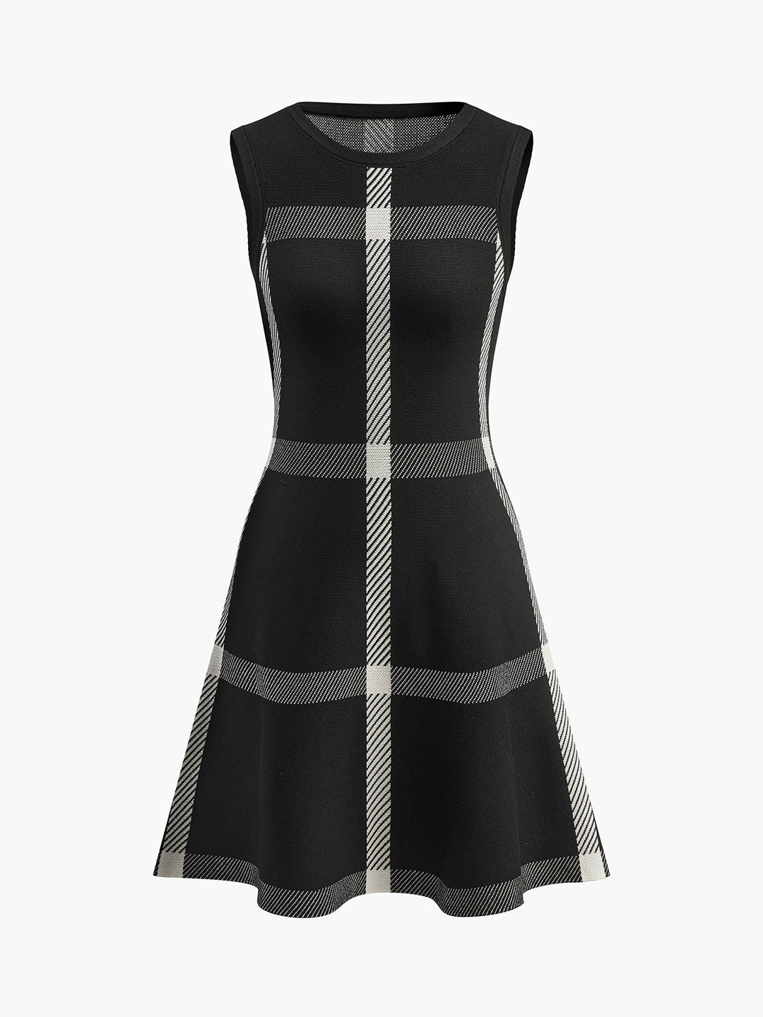 Sophia | Effortless Checked Sleeveless Sweater Dress