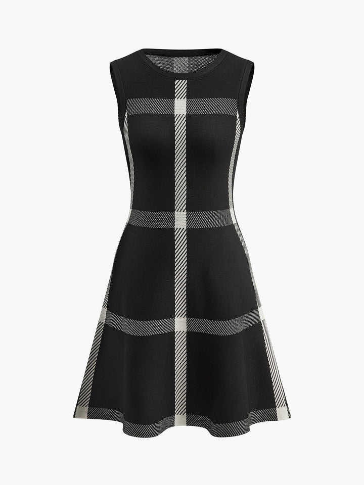 Sophia | Effortless Checked Sleeveless Sweater Dress