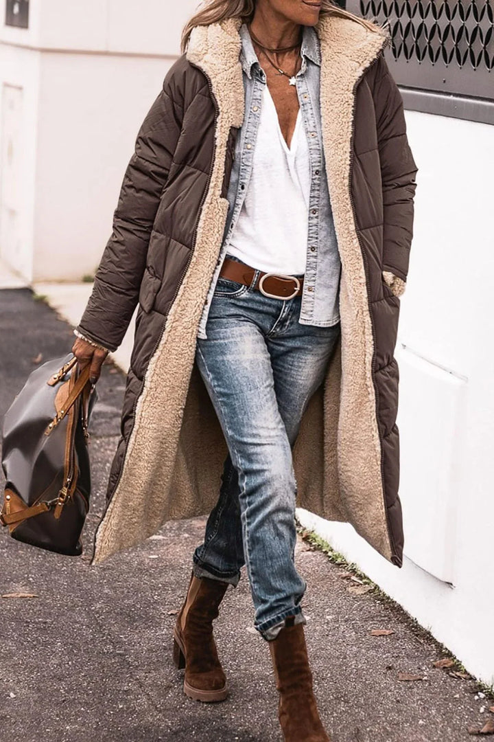 Sophia | Effortless Reversible Hooded Long Puffer Jacket