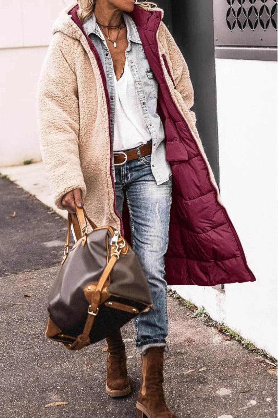 Sophia | Effortless Reversible Hooded Long Puffer Jacket