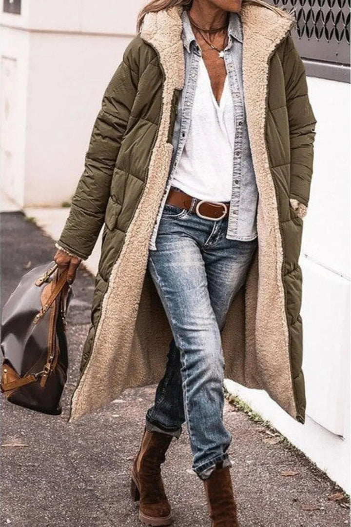 Sophia | Effortless Reversible Hooded Long Puffer Jacket