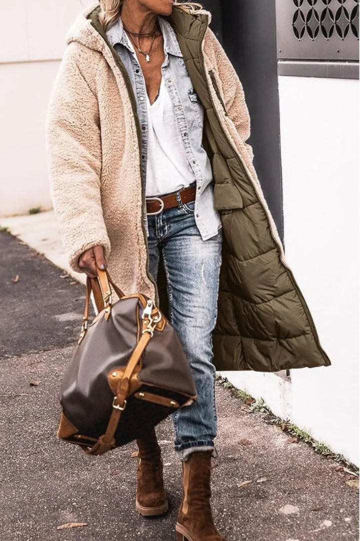 Sophia | Effortless Reversible Hooded Long Puffer Jacket