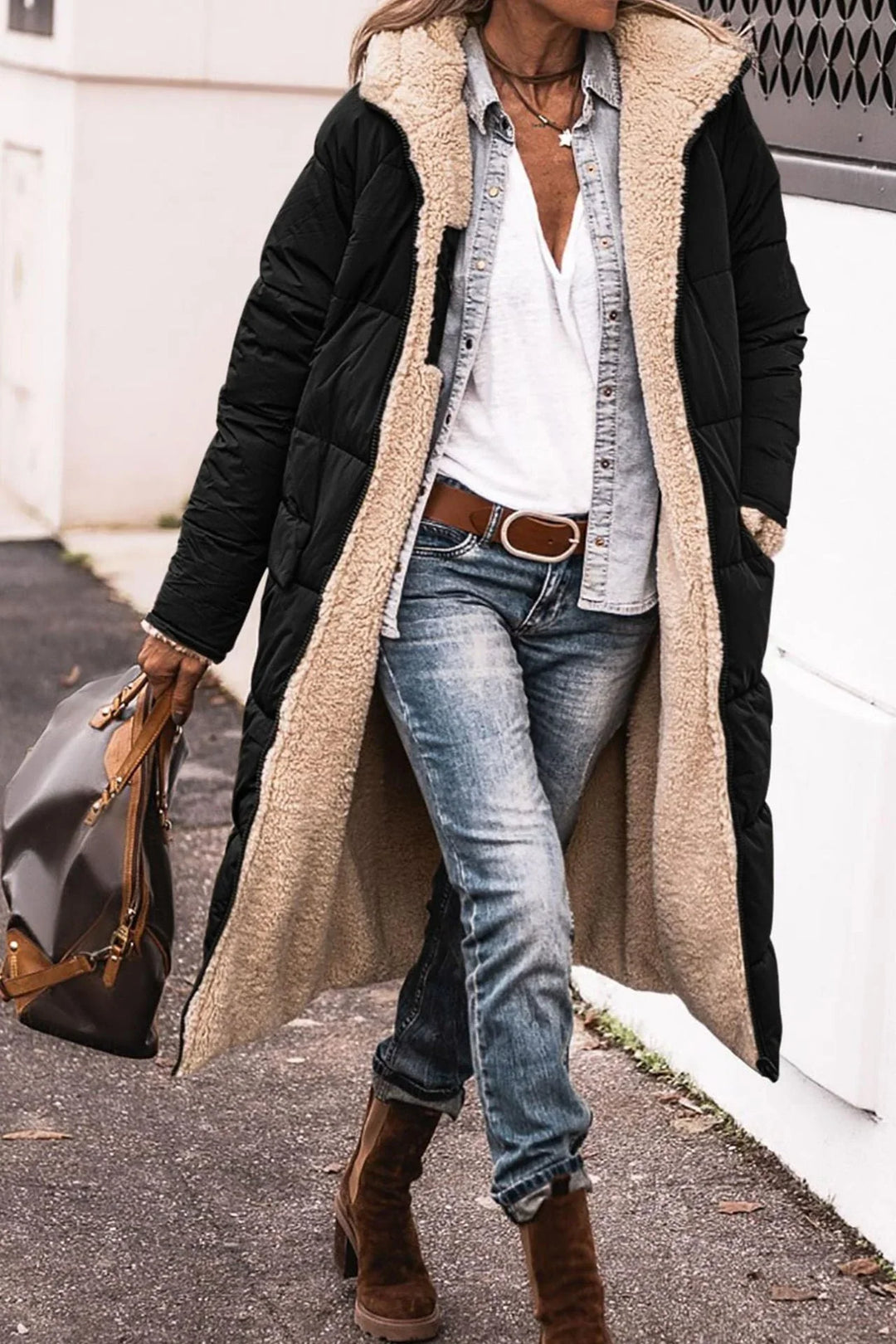 Sophia | Effortless Reversible Hooded Long Puffer Jacket
