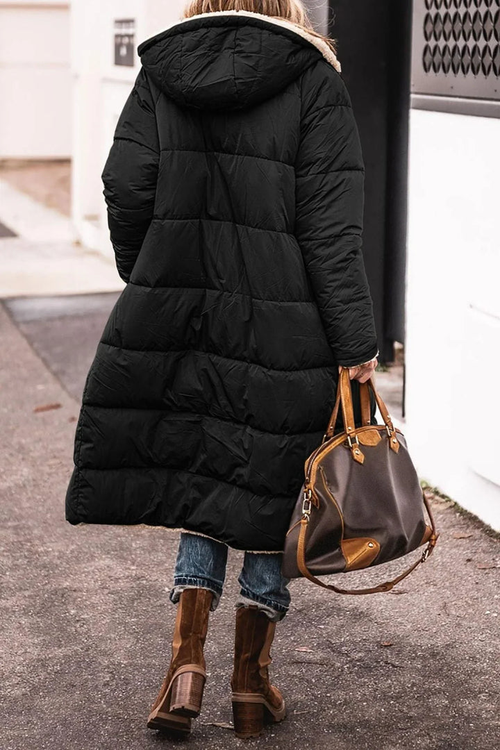 Sophia | Effortless Reversible Hooded Long Puffer Jacket