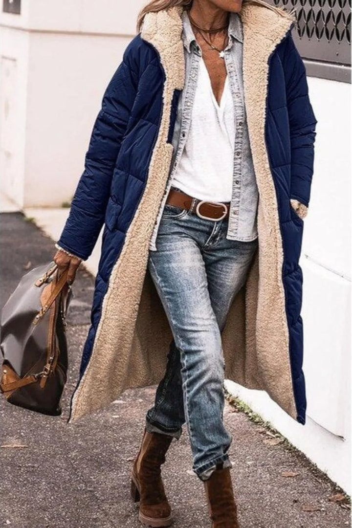 Sophia | Effortless Reversible Hooded Long Puffer Jacket