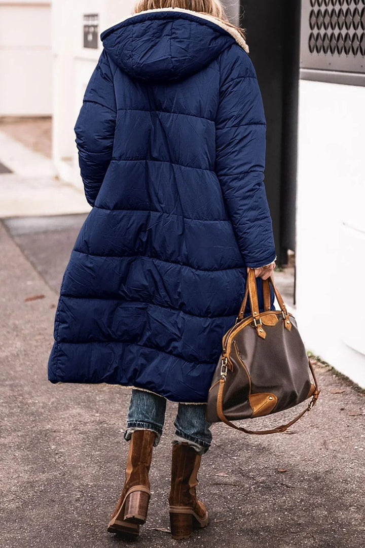 Sophia | Effortless Reversible Hooded Long Puffer Jacket