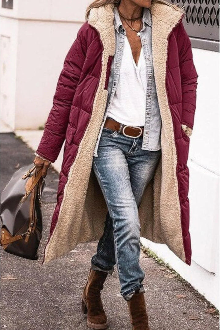 Sophia | Effortless Reversible Hooded Long Puffer Jacket