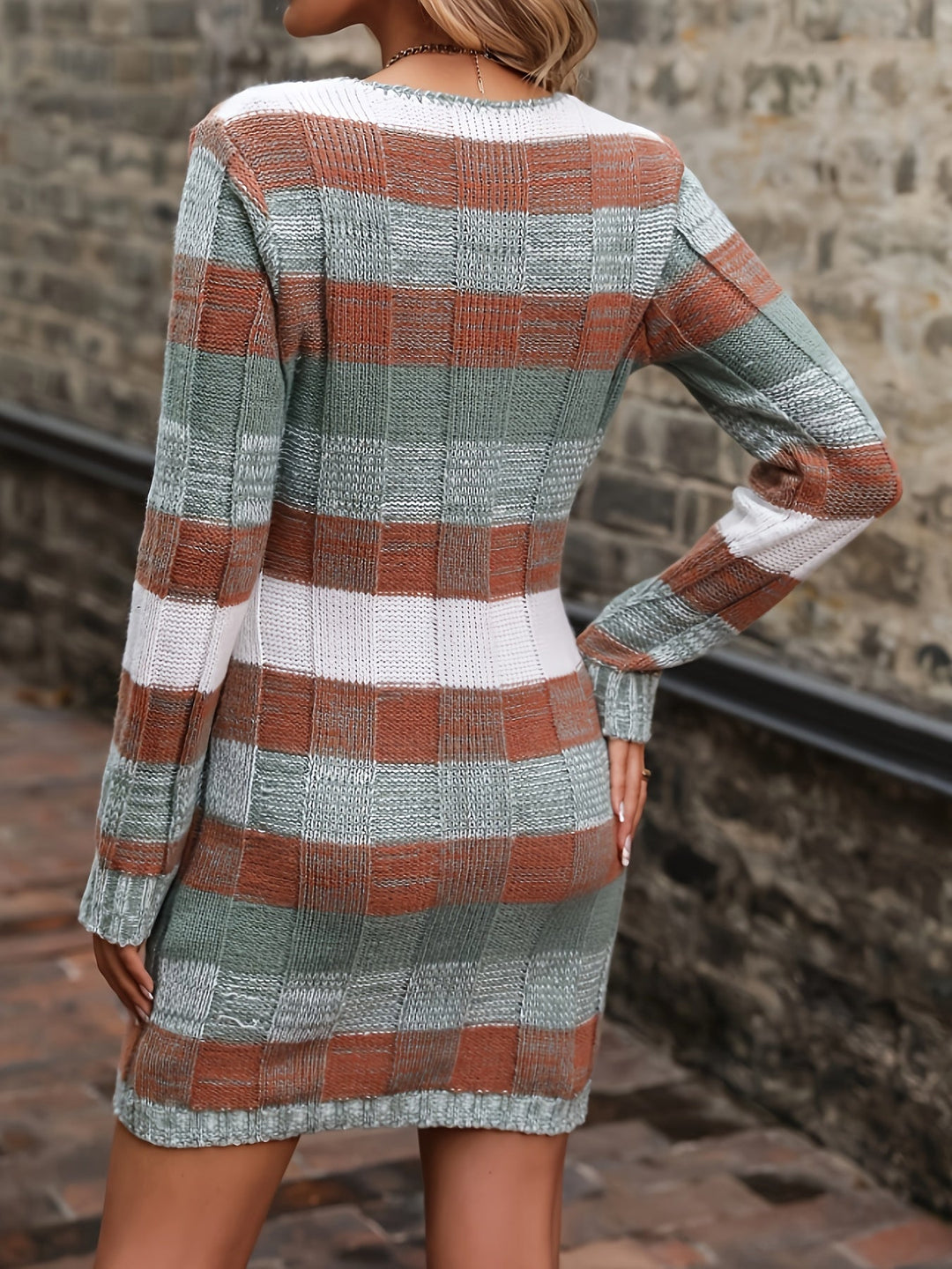 Sophia | Graceful Color-Block Knit Sweater Dress