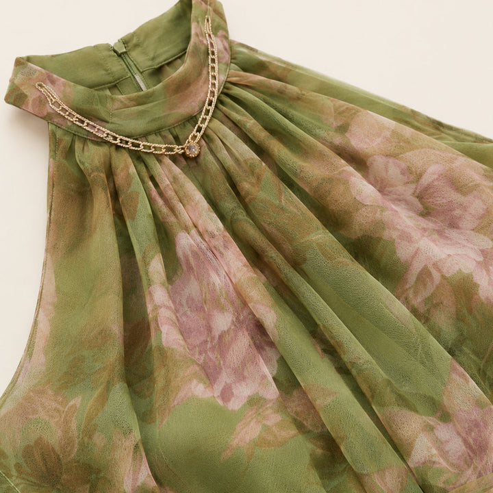 Sophia | Sophisticated Floral Print Fall Wedding Guest Maxi Dress