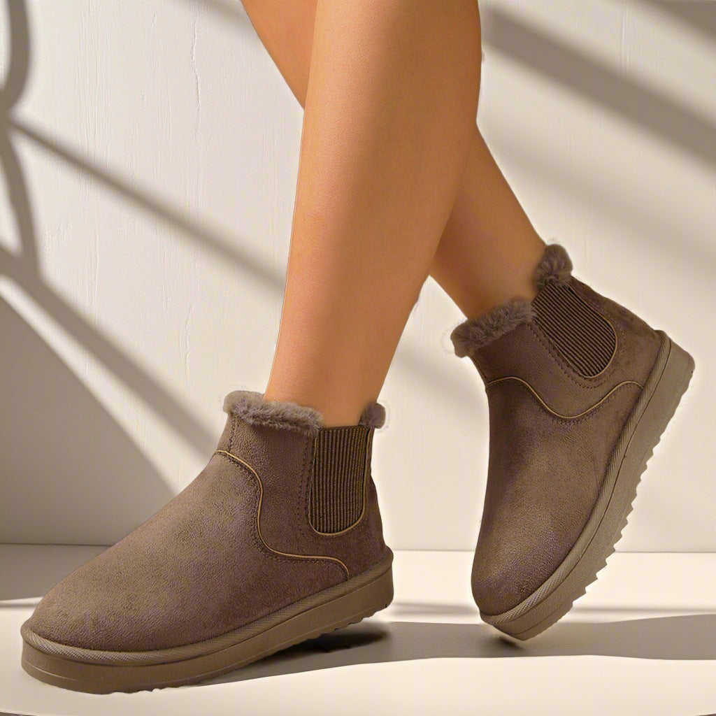 Stephanie | Elegant Plush-Trim Chelsea Winter Boots