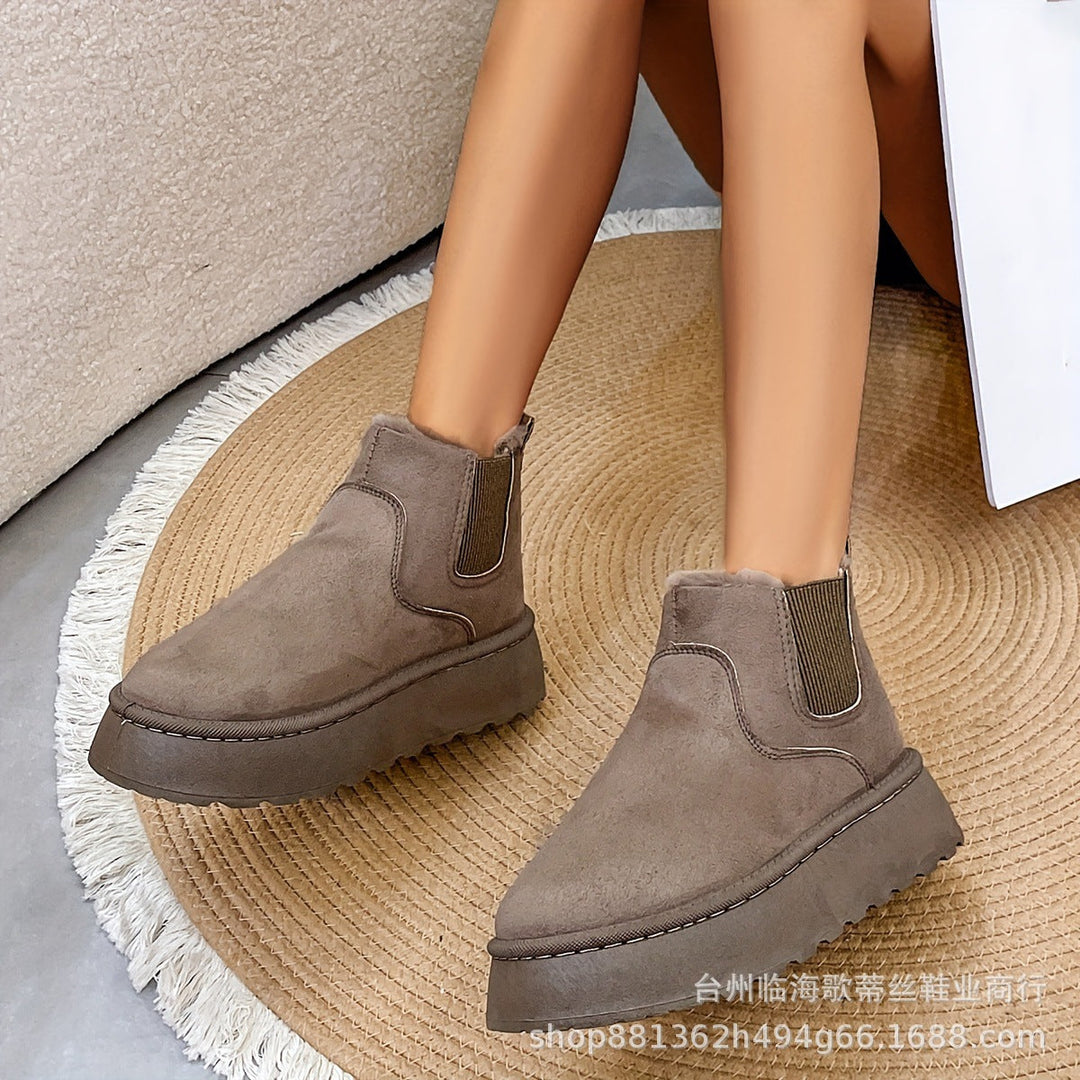 Stephanie | Elegant Plush-Trim Chelsea Winter Boots