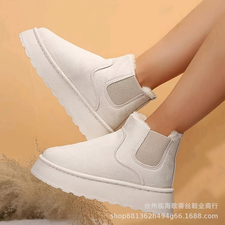 Stephanie | Elegant Plush-Trim Chelsea Winter Boots