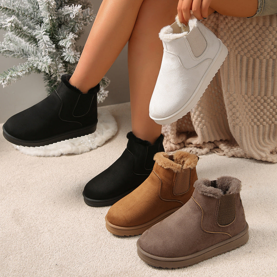 Stephanie | Elegant Plush-Trim Chelsea Winter Boots