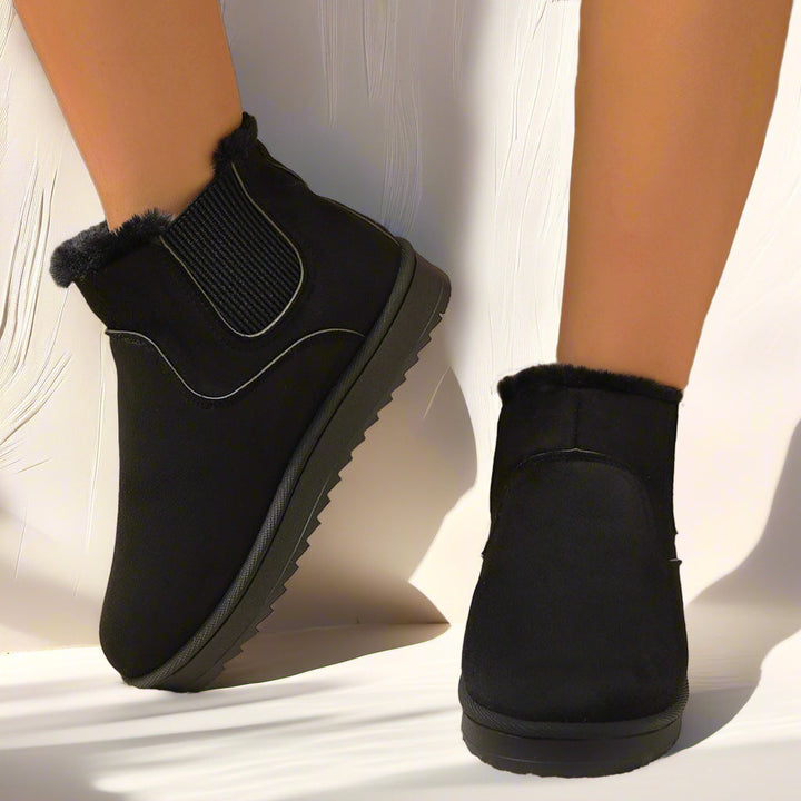 Stephanie | Elegant Plush-Trim Chelsea Winter Boots