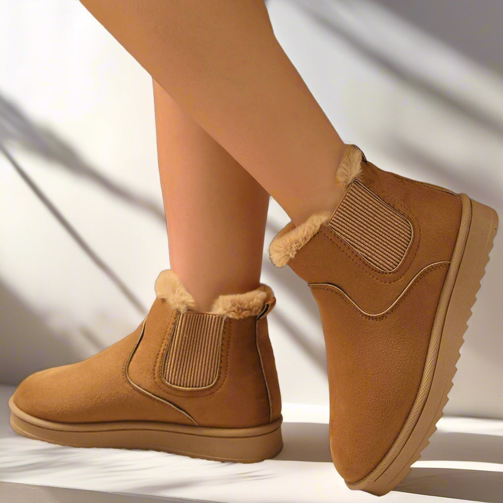 Stephanie | Elegant Plush-Trim Chelsea Winter Boots
