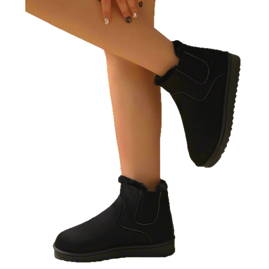 Stephanie | Elegant Plush-Trim Chelsea Winter Boots