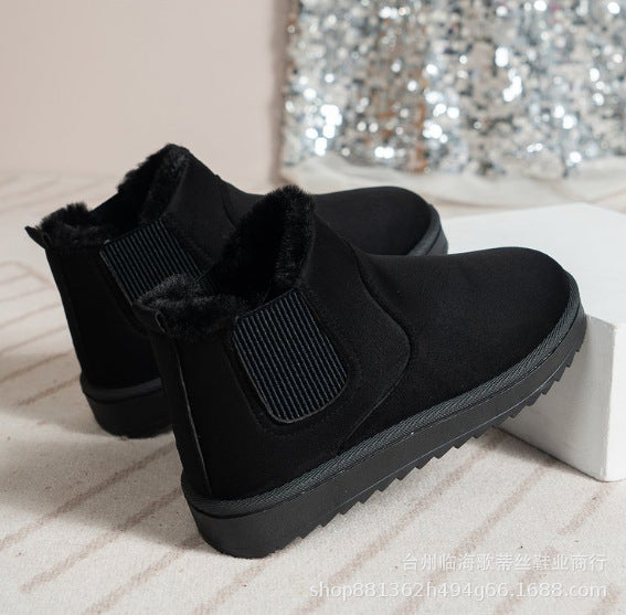 Stephanie | Elegant Plush-Trim Chelsea Winter Boots