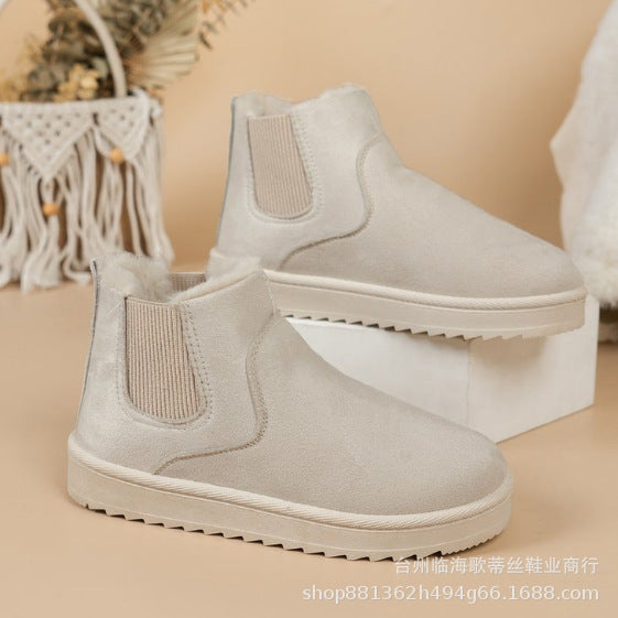 Stephanie | Elegant Plush-Trim Chelsea Winter Boots