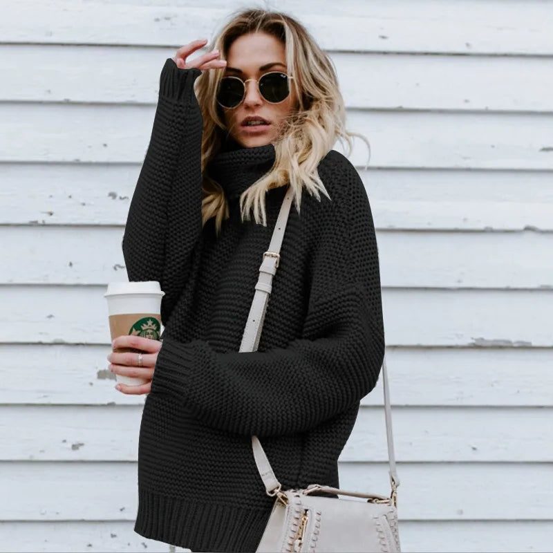 Stephanie | Stylish Chunky Knit Oversized Turtleneck Sweater