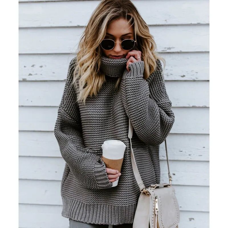 Stephanie | Stylish Chunky Knit Oversized Turtleneck Sweater
