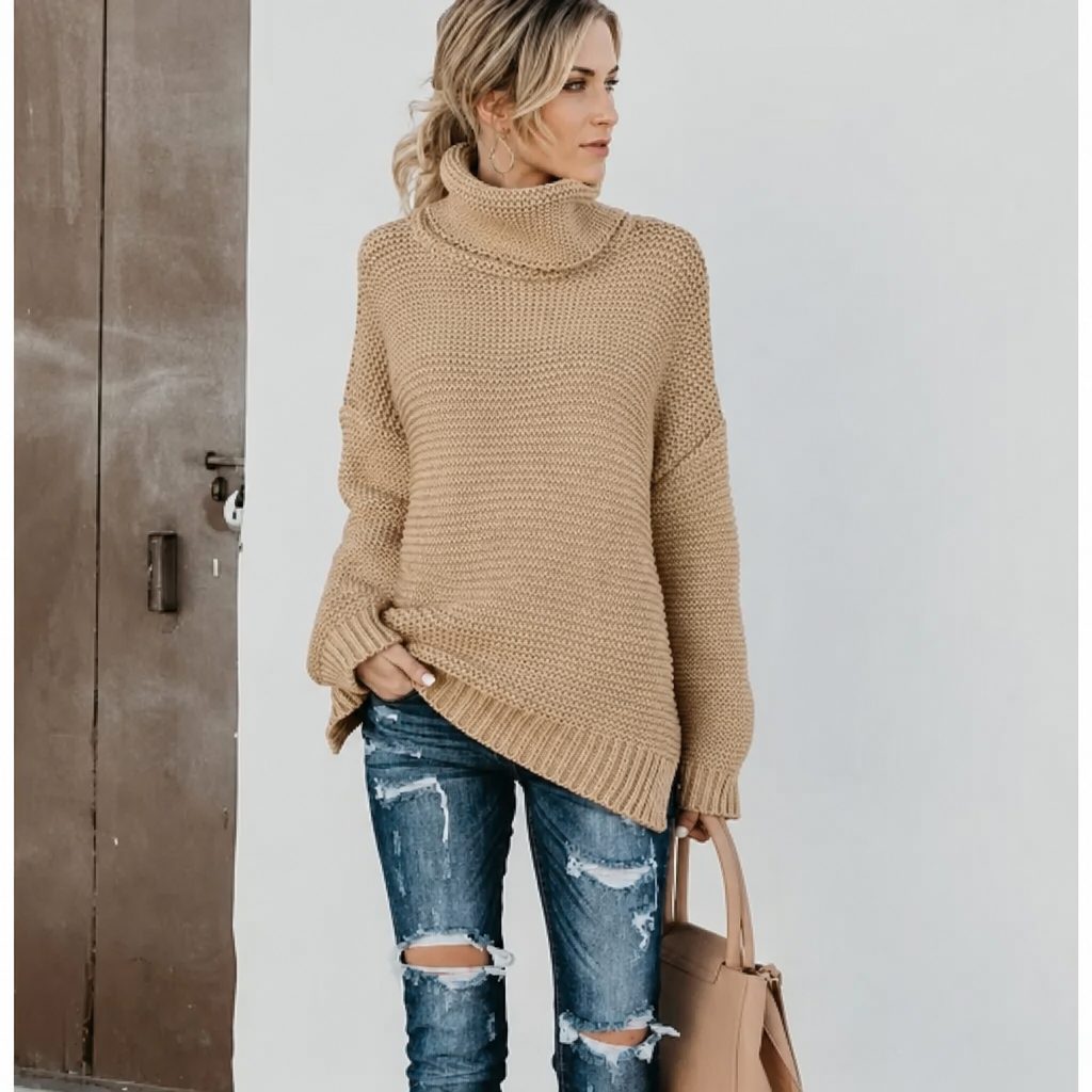 Stephanie | Stylish Chunky Knit Oversized Turtleneck Sweater