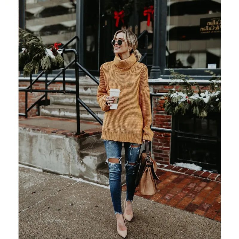 Stephanie | Stylish Chunky Knit Oversized Turtleneck Sweater