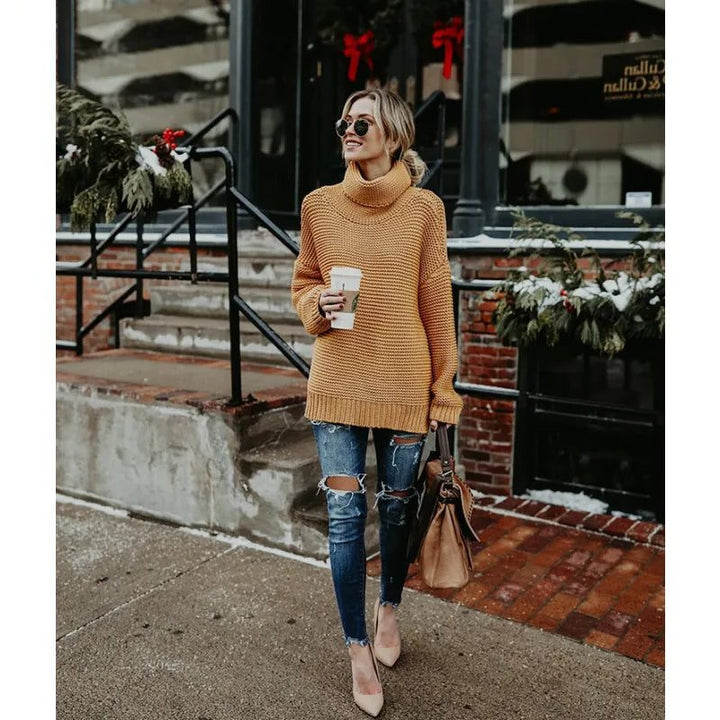 Stephanie | Stylish Chunky Knit Oversized Turtleneck Sweater