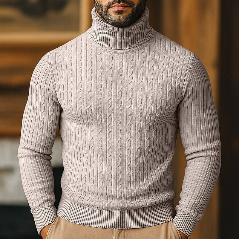 Steven | Polished Cable Knit Turtleneck Sweater