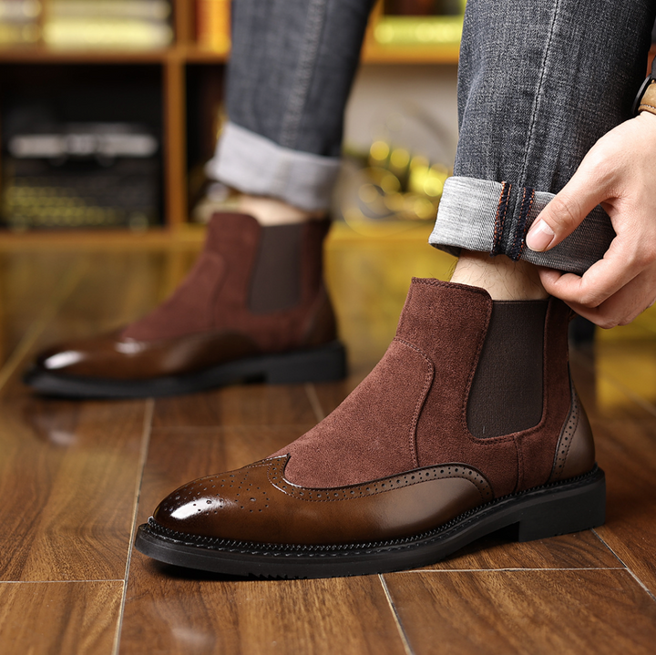 Steven | Sophisticated Brogue Wingtip Chelsea Boots
