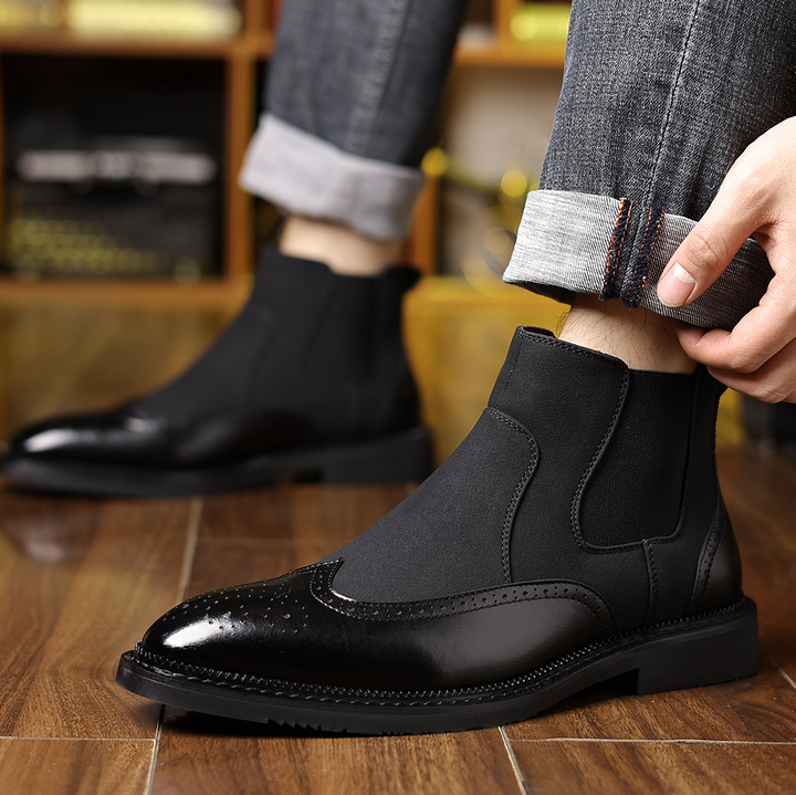 Steven | Sophisticated Brogue Wingtip Chelsea Boots
