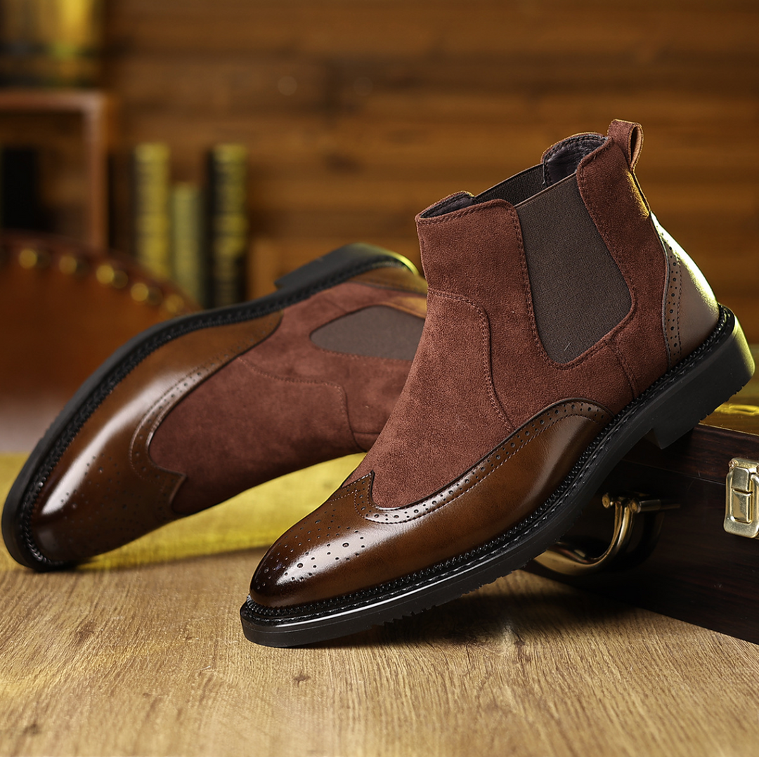 Steven | Sophisticated Brogue Wingtip Chelsea Boots