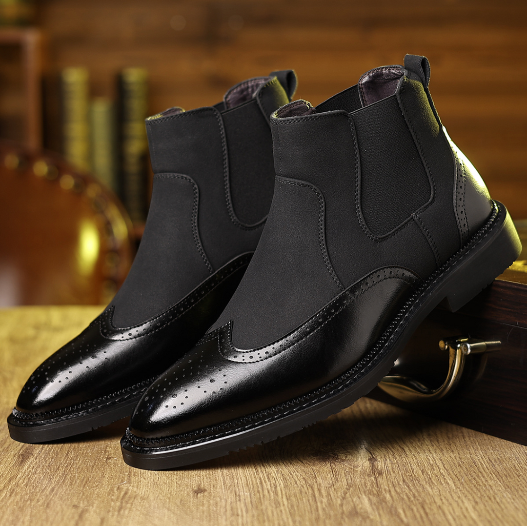 Steven | Sophisticated Brogue Wingtip Chelsea Boots