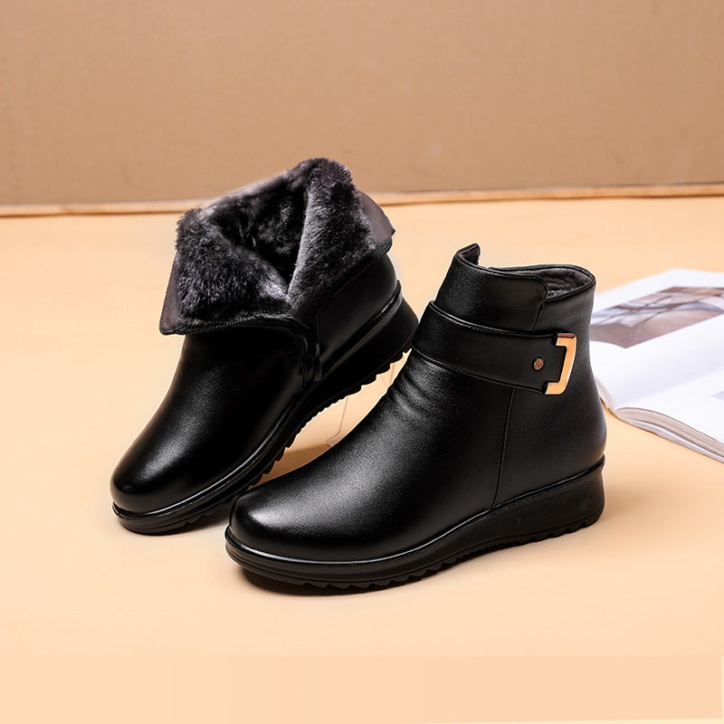 Susan | Chic Fur-Lined Ankle Winter Boots with Buckle Strap