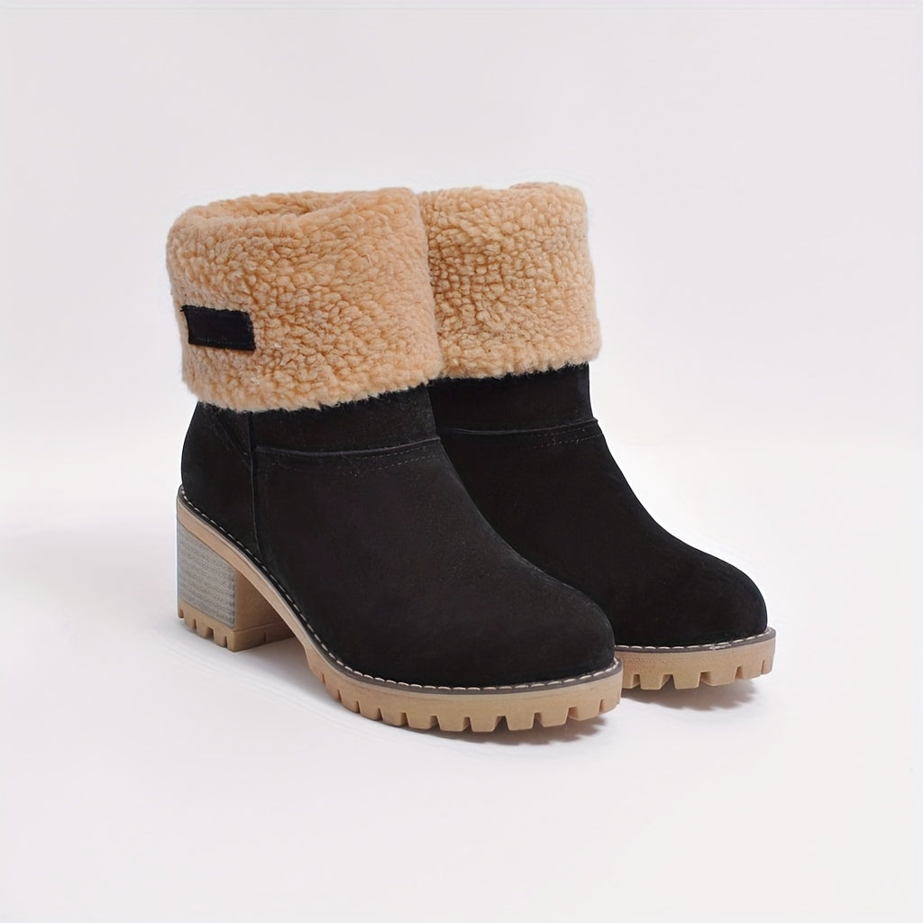 Susan | Cuffed Block Heel Snow Boots Women