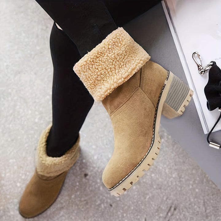 Susan | Cuffed Block Heel Snow Boots Women