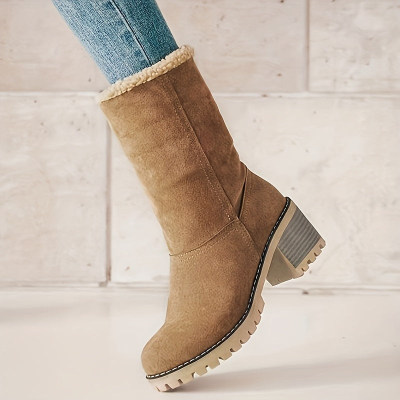 Susan | Cuffed Block Heel Snow Boots Women